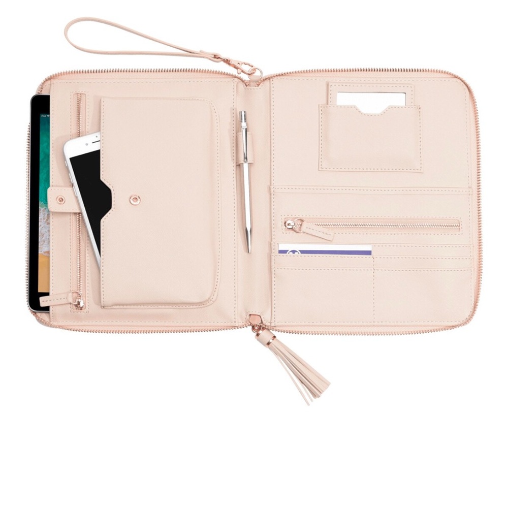 Stackers Blush Pink Organizer Wristlet with Tassel